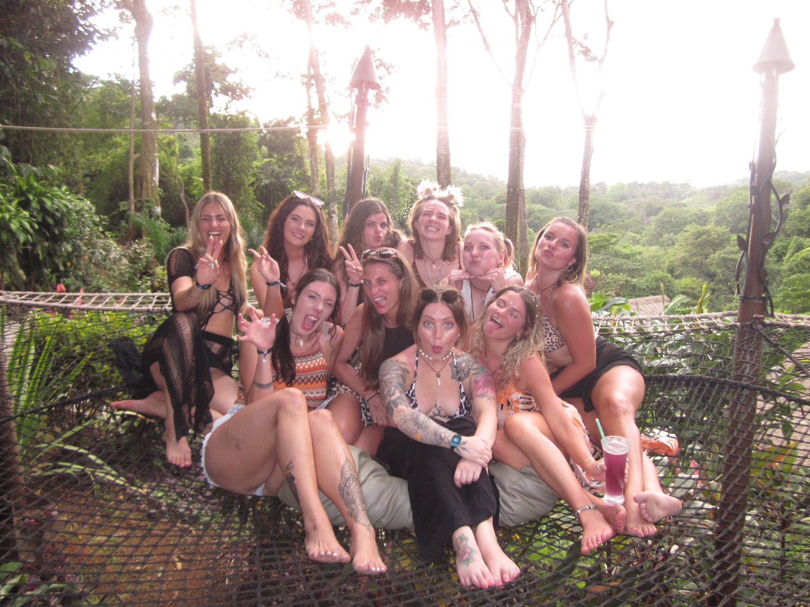 December retreat group on the hammock nets