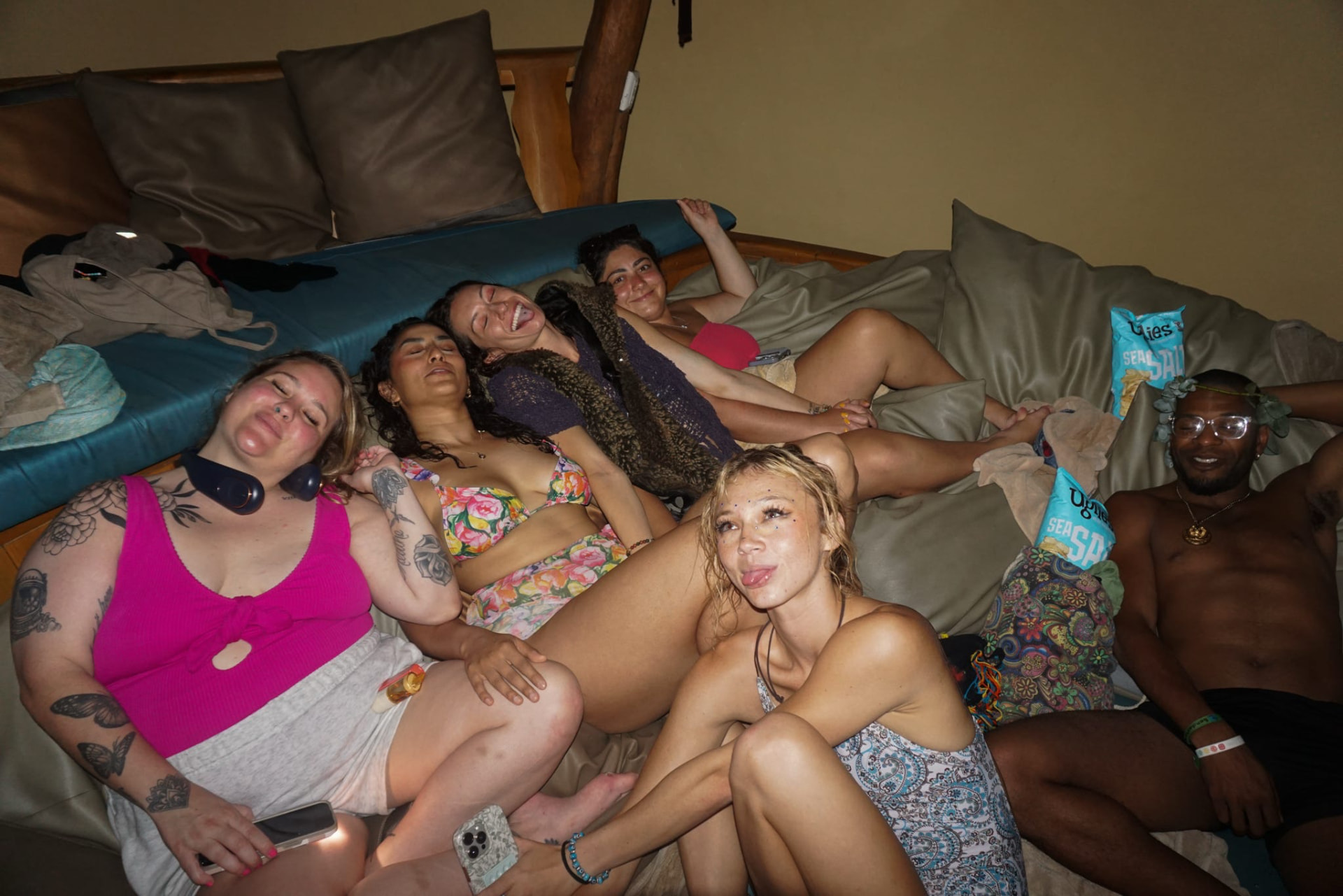 The crew relaxing together after a full retreat day