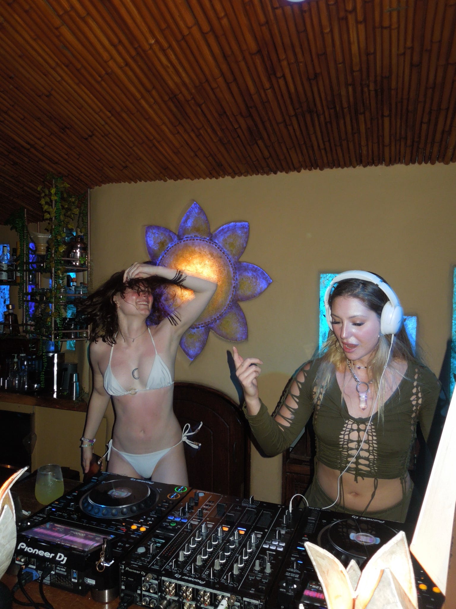 Two friends taking over the decks late at night