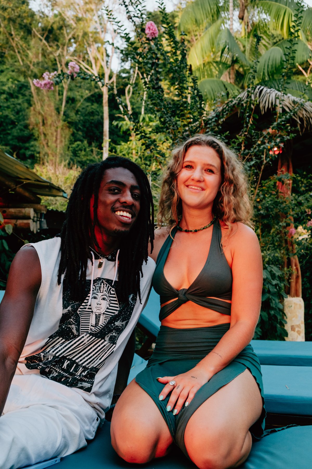 Two friends posing together at the retreat