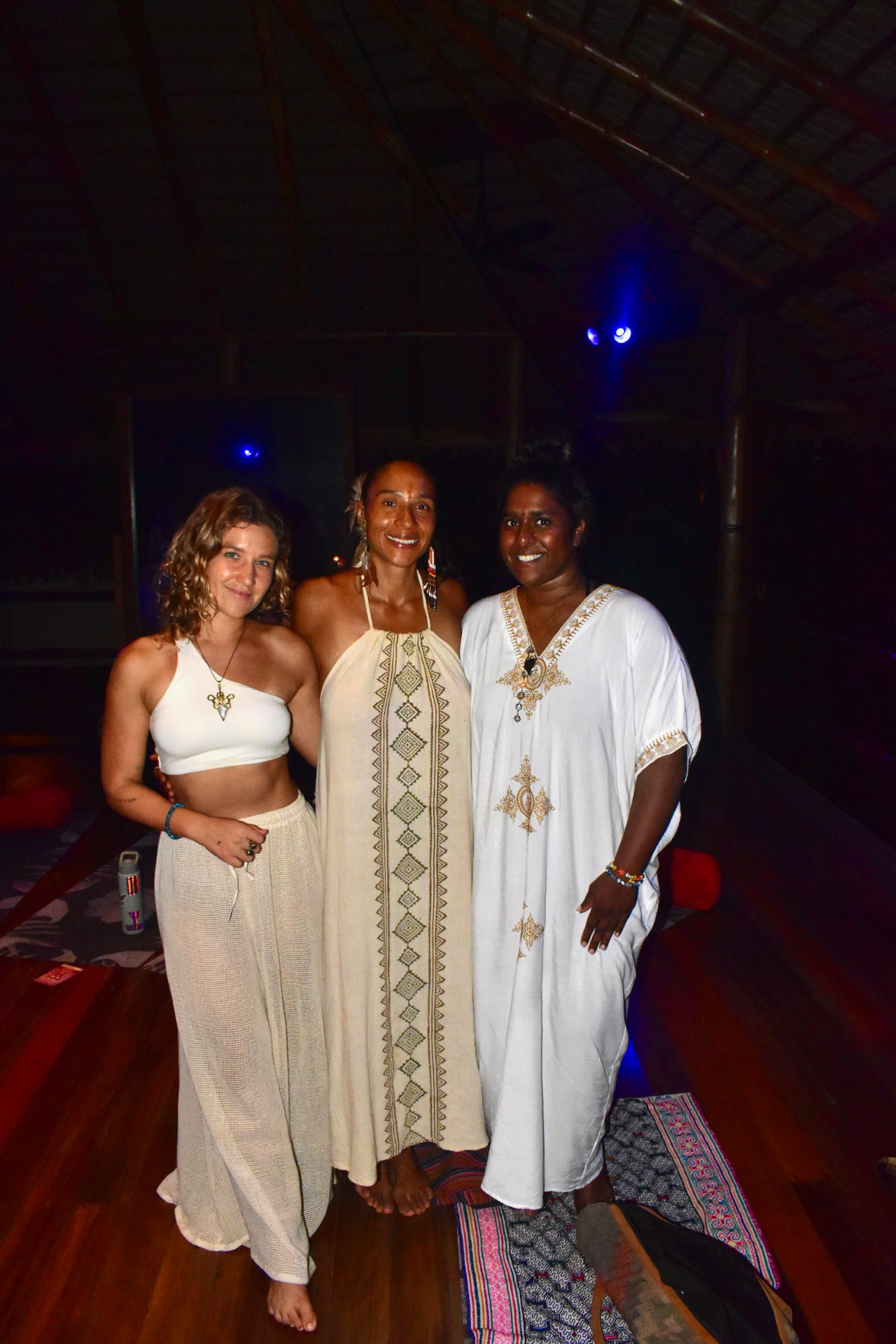 India Mayorga with two guests in the shala after the cacao ceremony