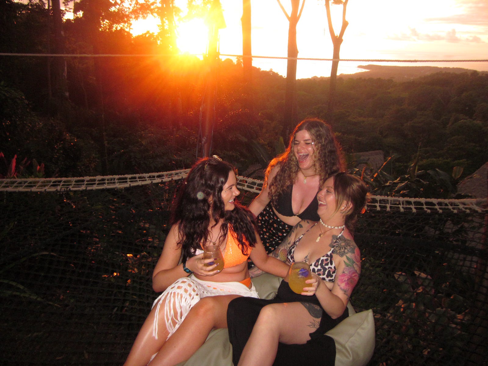Cuddled up on the nets as the sun sets