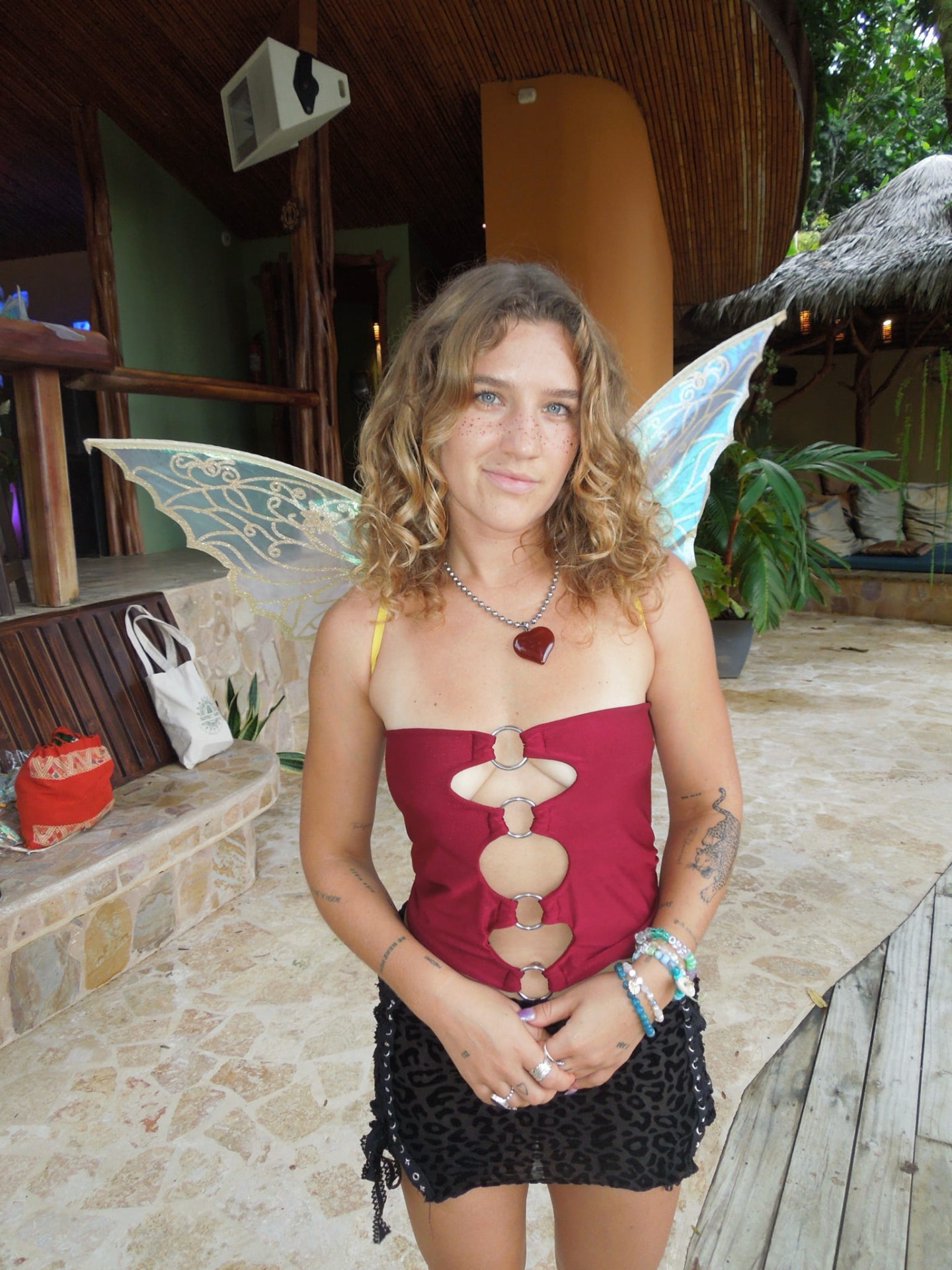 Bianca in fairy wings at Selva Armonia