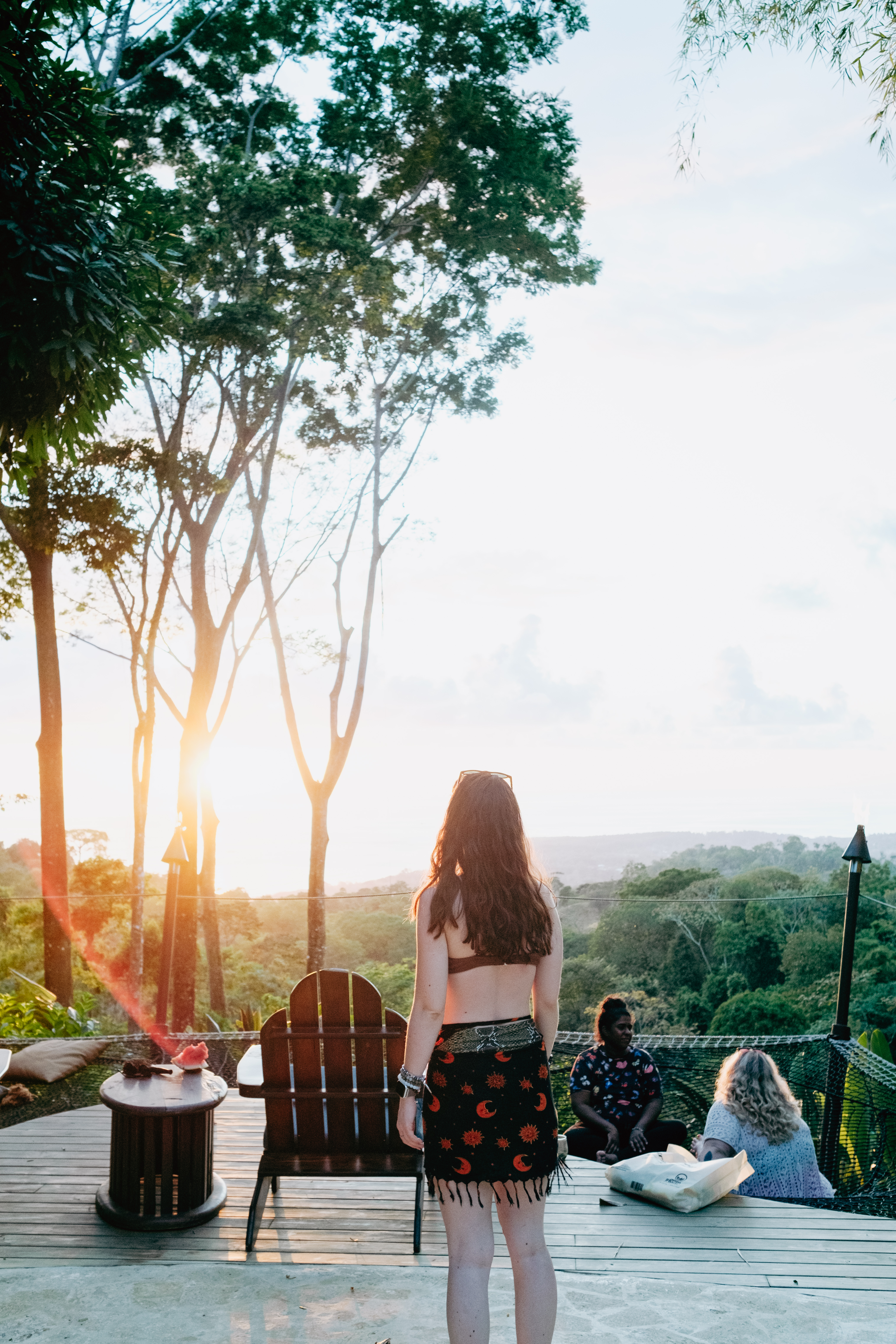 Looking out over the jungle from the deck at sunset