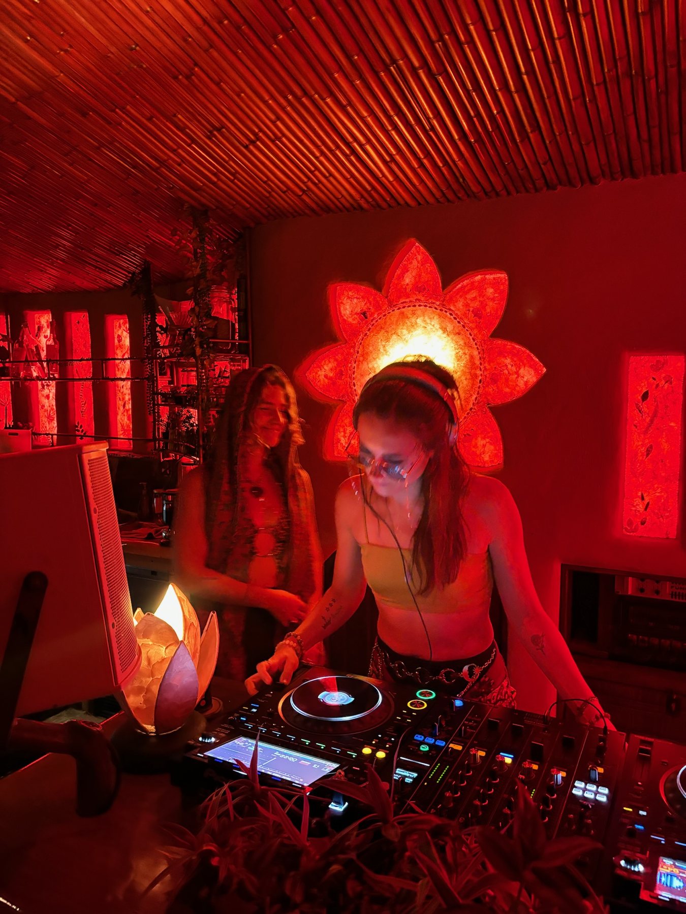 DJing in the red room late at night